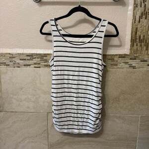 a:glow Maternity Black & White Striped Sleeveless Tank Top